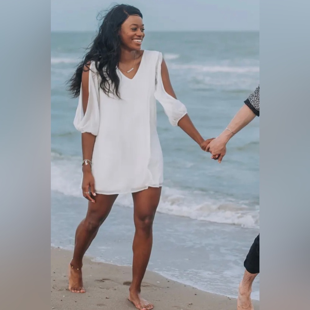 Lulu’s Shifting Dears Ivory Long Sleeve Dress